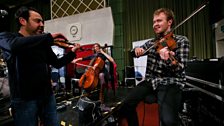 Paul Sartin and Sam Sweeney (both on fiddles) with Rachel McShane in the background (cello)