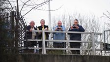 Locals in the Barnsley area wait to catch a glimpse of Jo on her Sport Relief challenge