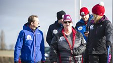 Jo, Louise Minchin and trainer Greg Whyte on the final stretch...