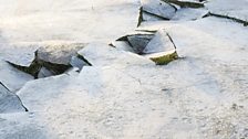 Shattered ice on Newcastle's Town Moor