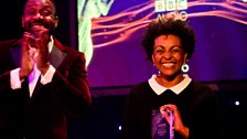 Adjoa Andoh presents a prize