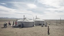 Mongolian Ger or yurt encampment for herders