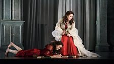 Tatyana (Nicole Car) remembers as the young Tatyana (Emily Ranford) writes letters to Onegin