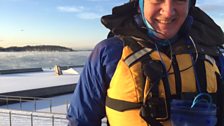 Mark kayaking in Oslo harbour