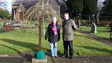 Liz Hoy and Liam in God's Acre at Craigs