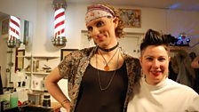 Lucia and Klara at Barberette, a gender-neutral barber shop in East London