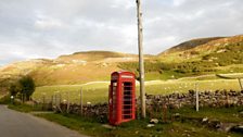 Phone box on the shores of Loch Eriboll in the Scottish Highlands