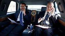 President Obama rides with the Assistant to the President for Legislative Affairs, Phil Schiliro, 19 March 2010