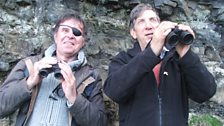 Brett Westwood (R) with Phil Gates (L) observing the habitants by seacliffs