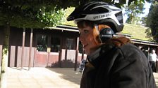 Not the sort of bike helmet we usually associate with Sophie!