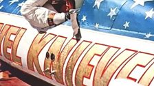 Evel Knievel riding in Skycycle