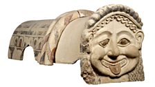 Gorgon Antefix - Terracotta roof ornament with head of a gorgon. Gela, Sicily, c.500 BC