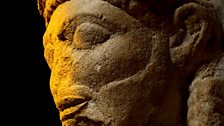 Sicily Palermo Bust Small - Limestone head from a temple. Selinous, Sicily, c. 540–510 BC.