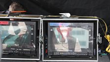 The producer and director's monitors