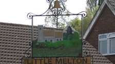 The clue leading to Little Melton linked to the bell depicted on the village sign