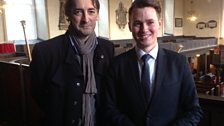 Alistair McGowan in St Werburgs Church with Gerard Downey