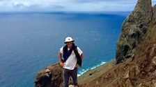 Joe climbing above Freitas beach