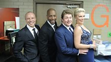 Gary Williams, Rodney Earl Clarke, Michael Ball & Hannah Waddingham backstage