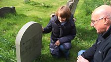 Ros Batchelor and Andrew Martlew at Alfred's grave.