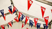 Radio 3 and Radio 4 pennants at the 鶹 Tent