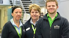 Former aerobics teacher and current receptionist Jackie (centre)