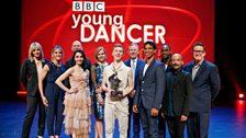 Connor Scott, stands with the jury, presenters and ambassador of  Young Dancer 2015