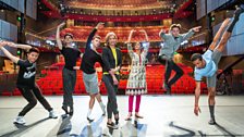 The finalists hold a pose with Darcey Bussell on the stage at Sadler's Wells before the Grand Final