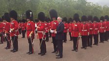 Huw Edwards with the Coldstream Guards