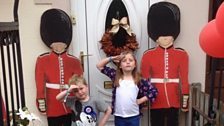 Lesley, Jessica and Fraser Welsh, celebrating the Queen's Birthday at Three Craws Cottage