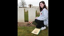 Cadet Emily Moore from Donaghdee at the grave of Private Robert McCandlass