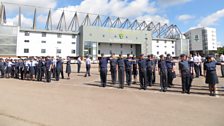 The cadets were practising in the Carrow Road car park, for a special parade in Norwich that afternoon