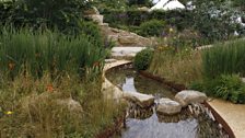 This garden is inspired by the patterns of Yorkshire; linear dry stone walls define a landscape of pasture and meadows.