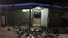 Migrants turned one tent into a makeshift mosque