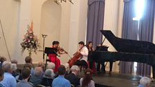 Esther Yoo (violin), Narek Haknazaryan (cello) and Zhang Zuo (piano)