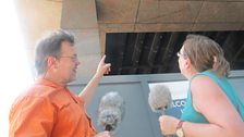 Roland and Dr Ruth Siddall looking at a geologically interesting building in East London