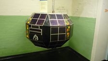 A full-size model of the X3 satellite, Prospero, successfully launched by a Black Arrow rocket in 1971