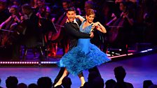 Katie Derham and Aljaz Skorjanec dance at the Strictly Prom with conductor Gavin Sutherland and the tv Concert Orchestra