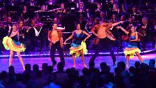 Joanne Clifton, Kevin Clifton, Karen Clifton, Aljaz Skorjanec and Janette Manrara dance at the Strictly Prom