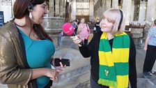 Sophie was just a minute too late for the treasure, but was allowed to have it - a Canaries scarf for derby day!