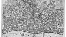 Map of London in 1676 showing rebuild