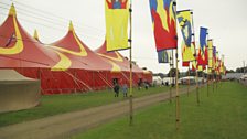 Shrewsbury Folk Festival: Marquee with flags