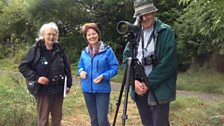 Helen Mark watching Black-tailed Godwits in Hoylake