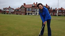 Golfing with Helen Mark - Step One: Approach the ball and smile for the camera