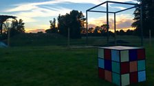 Two cubes at sunset