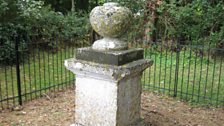 The duel stone in Cawston - but Sophie actually needed to be at the old railway station's goods shed!