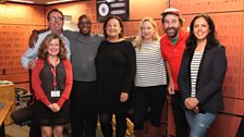 Presenters, producer and guests in studio