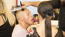 Judge Rinder visits the make-up chair