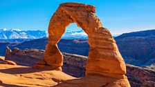 Delicate Arch is a 65-foot-tall free-standing natural arch