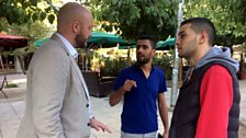 Egyptian migrants in Victoria Square, Athens