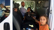 Children at the Elliniko camp, playing in our van